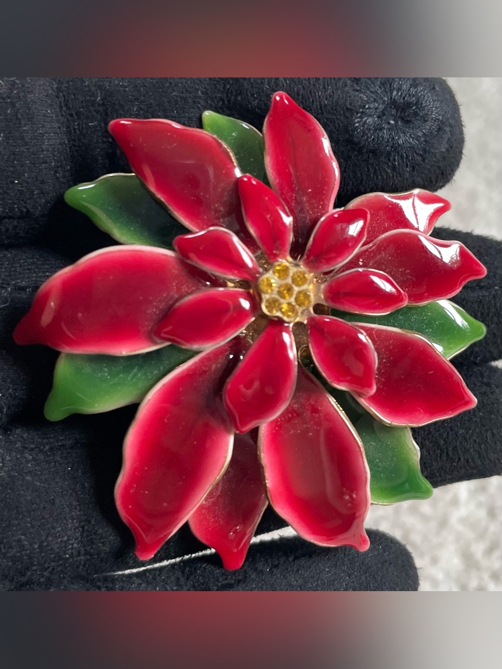 Red Poinsettia Flower Brooch - Women Accessories